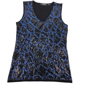 Sequin Blue Black Women's Sleeves Top V Neck Evening Wear Going Out New Year Eve
